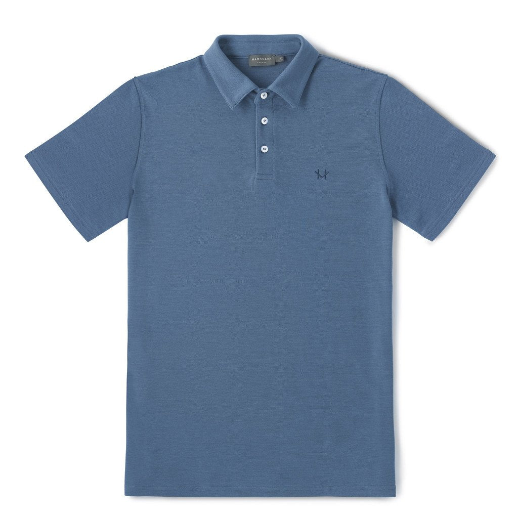 PIQUE POLO SHIRT - DENIM BLUE