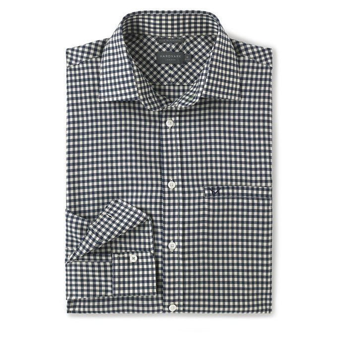 THE VOYAGER SHIRT - NAVY BLUE GINGHAM