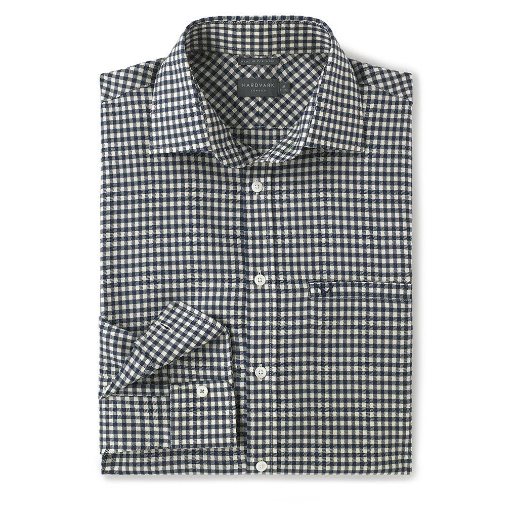 THE VOYAGER SHIRT - NAVY BLUE GINGHAM